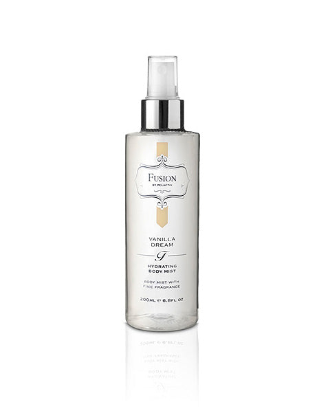 Fusion Vanilla Body Spray in a Clear Bottle