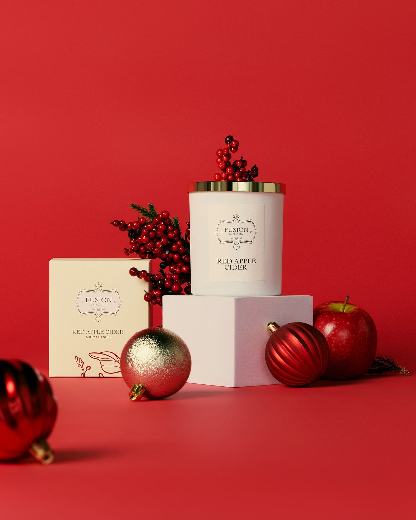 Elegant Display of Fusion Red Apple Cider Soy Candle
