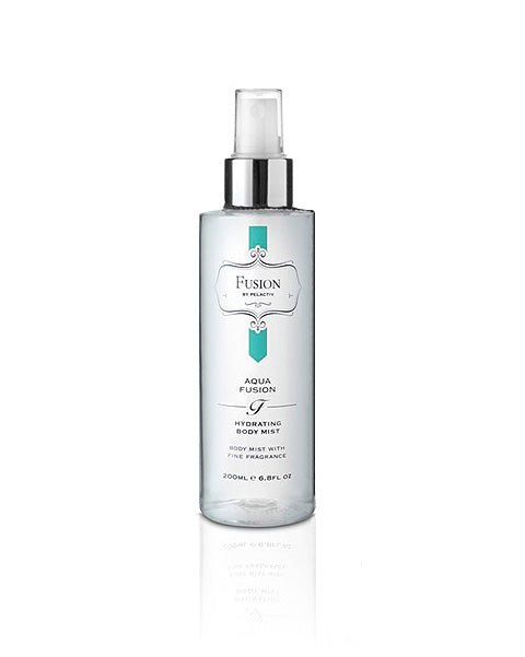 Fusion Aqua Bpdy Spray in a Clear Bottle