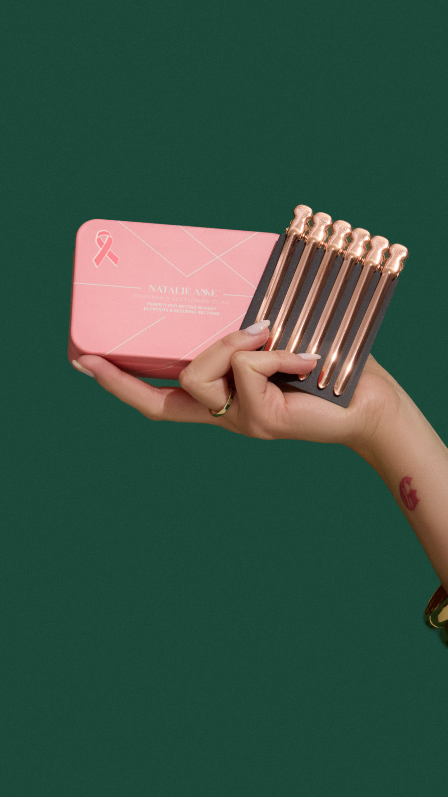 Natalie Anne Pink Ribbon PowerGrip Sectioning Clips